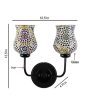 Decorative Artistic Mosaic Glass Wall Mounted Dual Lamp With Iron Base | Set of 2 | 5 x 11 x 14 inches Online now