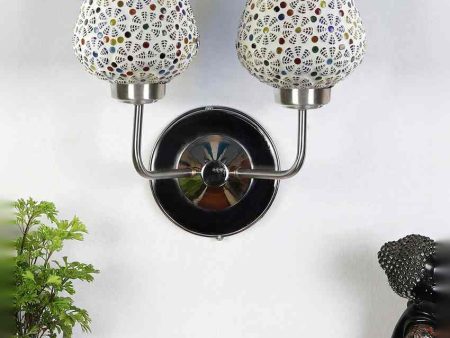 Decorative Mosaic Glass Wall Mounted Dual Lamp With Steel Base | Set of 2 | 5 x 11 x 14 inches Fashion