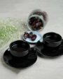 Sleek Black Ceramic Stoneware Tea Cup and Saucer | Set of 2 | 200 ML Hot on Sale