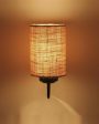 Earthy Jute Wall Mounted Lamp With Iron Base | 7 x 4 x 9 inches on Sale