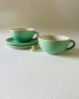 Latte Simple Design Ceramic Tea Cups & Saucers | Set of 2 Hot on Sale