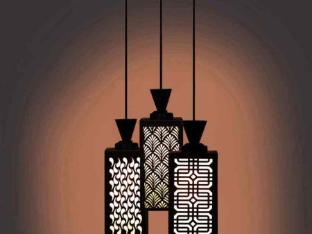 Elegancia Wooden 3 Lights Pendant Foyer Ceiling Lamp | 8 x 4 x 35 inches For Discount