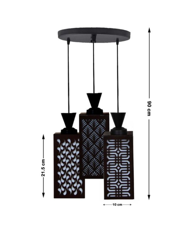 Elegancia Wooden 3 Lights Pendant Foyer Ceiling Lamp | 8 x 4 x 35 inches For Discount