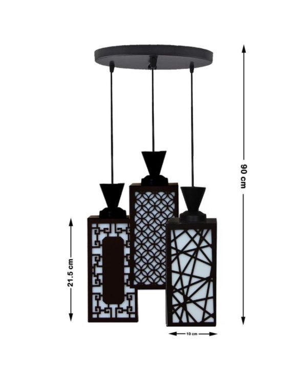 Decorative 3 Shades Wooden Pendant Ceiling Lamp | 8 x 4 x 35 inches For Cheap