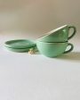 Latte Simple Design Ceramic Tea Cups & Saucers | Set of 2 Hot on Sale