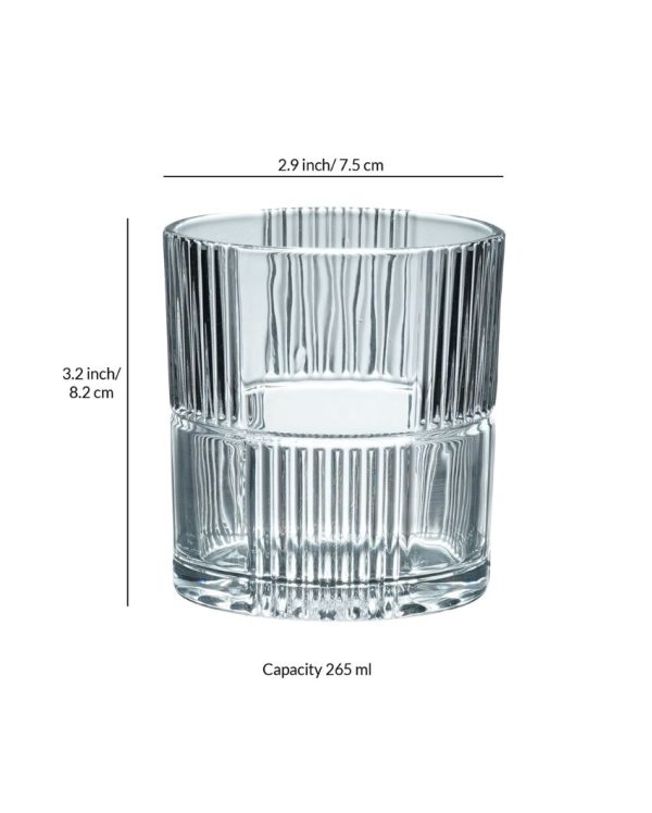 Double lines Design Whiskey Glasses | Set Of 6 | 265 ml Hot on Sale