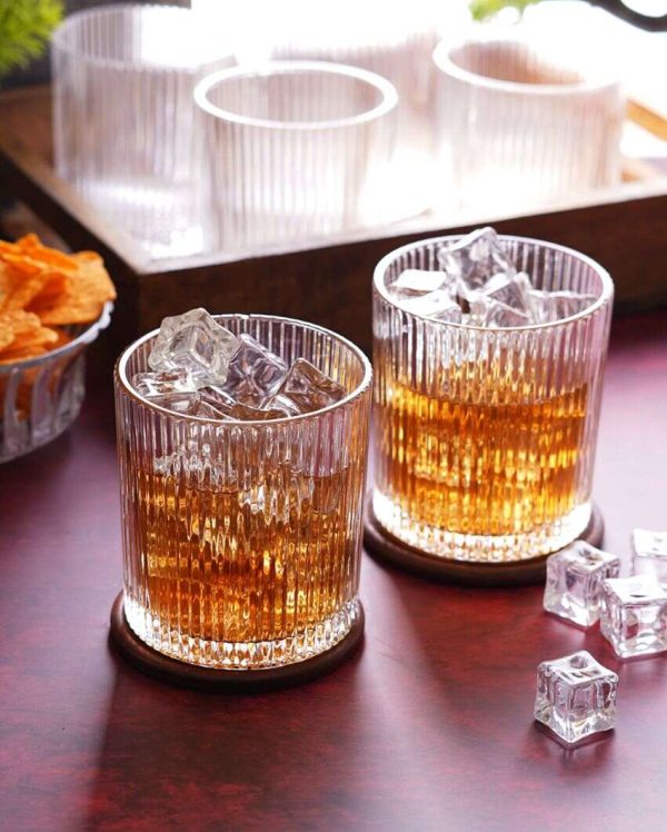 Lines Design Whiskey Glasses | Set Of 6 | 265ml Online Hot Sale