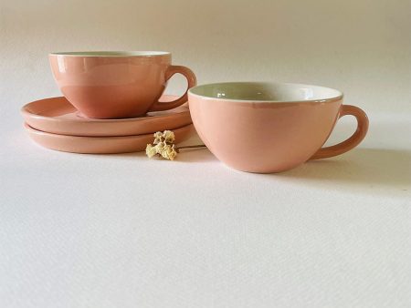 Ceramic Design Cappuccino Cups With Saucers | Set of 2 For Cheap