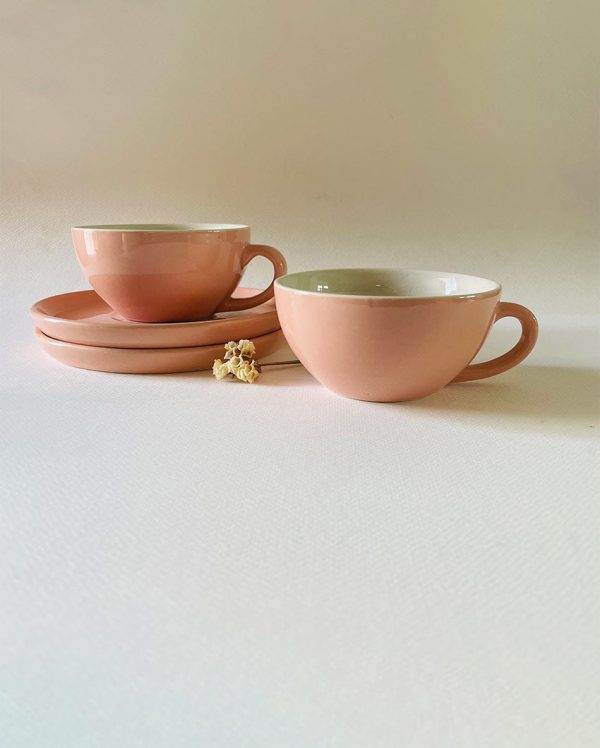 Ceramic Design Cappuccino Cups With Saucers | Set of 2 For Cheap