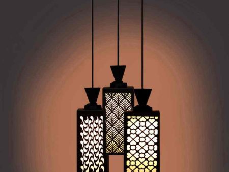 Elegant Wooden 3 Lights Pendant Foyer Ceiling Lamp | 8 x 4 x 35 inches Hot on Sale