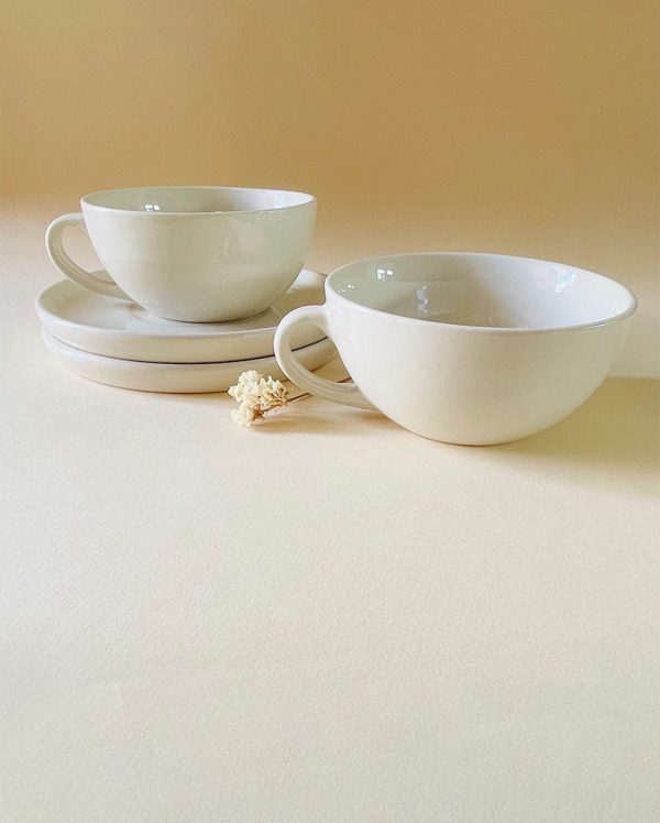 Blanche Latte Ceramic Cup & Saucer Discount