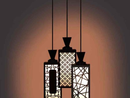 Decorative 3 Shades Wooden Pendant Ceiling Lamp | 8 x 4 x 35 inches For Cheap