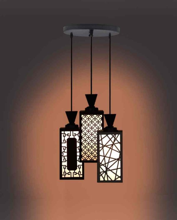 Decorative 3 Shades Wooden Pendant Ceiling Lamp | 8 x 4 x 35 inches For Cheap