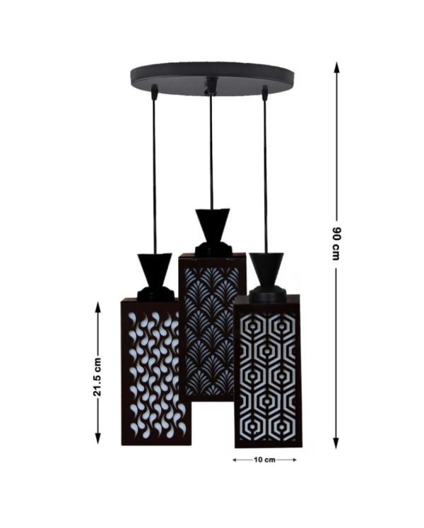 Design Wooden 3 Lights Pendant Foyer Ceiling Lamp | 8 x 4 x 35 inches For Sale