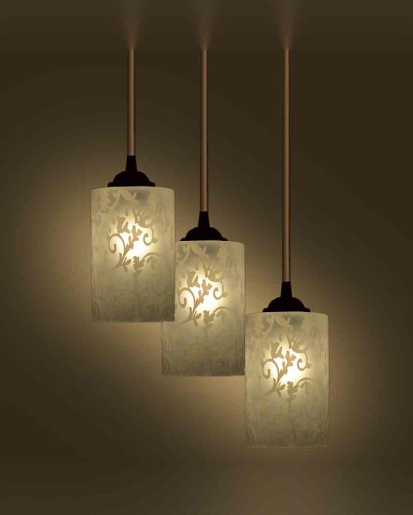 Classic Metal Fitting Three Glass Shade Light Pendant Ceiling Lamp | 13 x 13 x 27 inches Discount