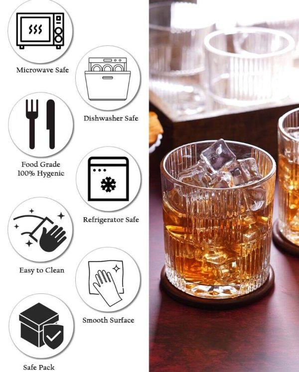 Double lines Design Whiskey Glasses | Set Of 6 | 265 ml Hot on Sale