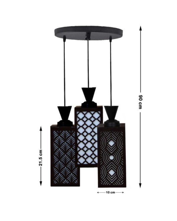 Decorativo Wooden 3 Lights Pendant Foyer Ceiling Lamp | 8 x 4 x 35 inches For Sale