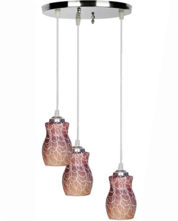 Cozy Metal Fitting Three Glass Shade Light Pendant Ceiling Lamp | 12 x 12 x 28 inches Online Hot Sale