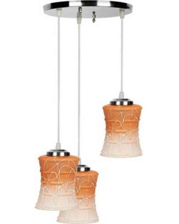 Elegant Metal Fitting Three Glass Shade Light Pendant Ceiling Lamp | 13 x 13 x 27 inches Fashion