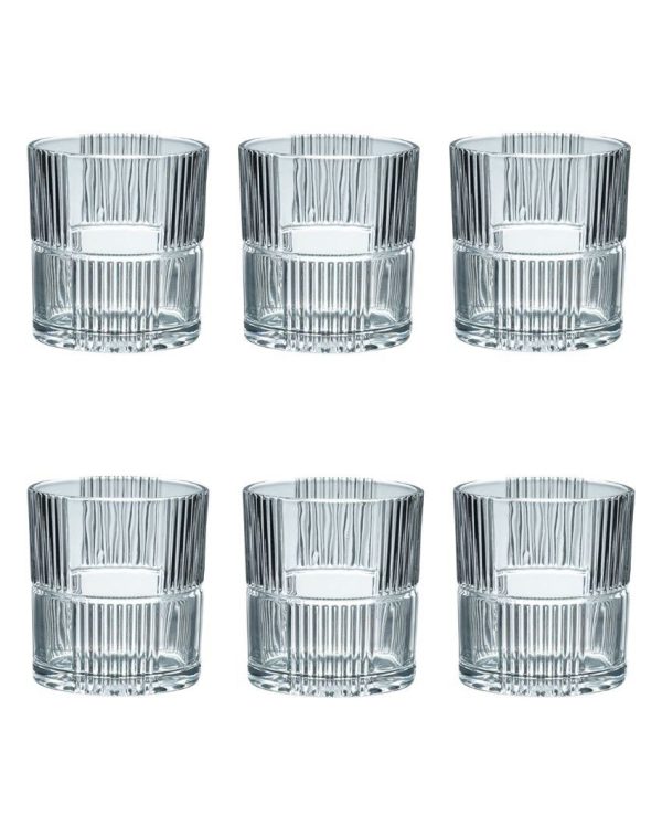 Double lines Design Whiskey Glasses | Set Of 6 | 265 ml Hot on Sale