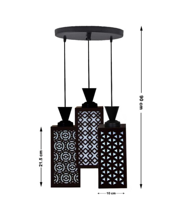 Elegant 3 Lights Wooden Premium Foyer Ceiling Lamp | 8 x 4 x 35 inches For Discount