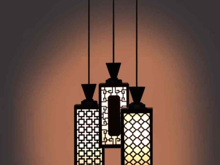 Ambiente 3 Shades Wooden Pendant Ceiling Lamp | 8 x 4 x 35 inches For Discount