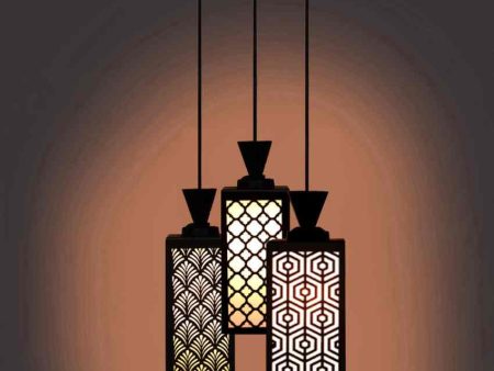 Artístico Wooden 3 Lights Pendant Foyer Ceiling Lamp | 8 x 4 x 35 inches Hot on Sale