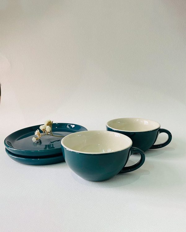 Ceramic Design Cappuccino Cups With Saucers | Set of 2 For Cheap