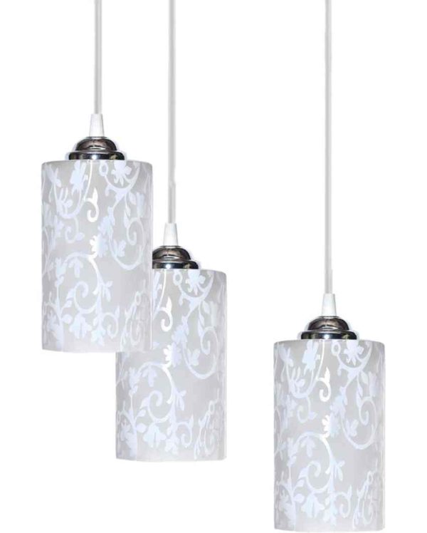 Classic Metal Fitting Three Glass Shade Light Pendant Ceiling Lamp | 13 x 13 x 27 inches Discount