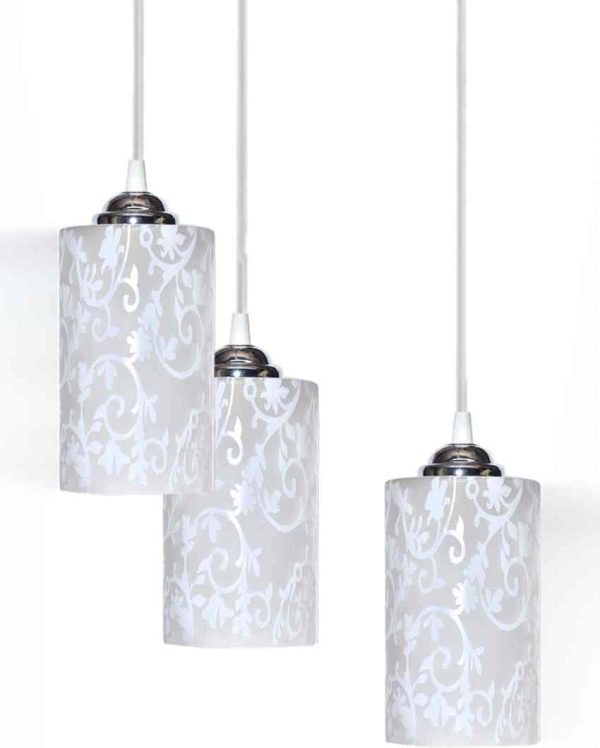 Classic Metal Fitting Three Glass Shade Light Pendant Ceiling Lamp | 13 x 13 x 27 inches Discount