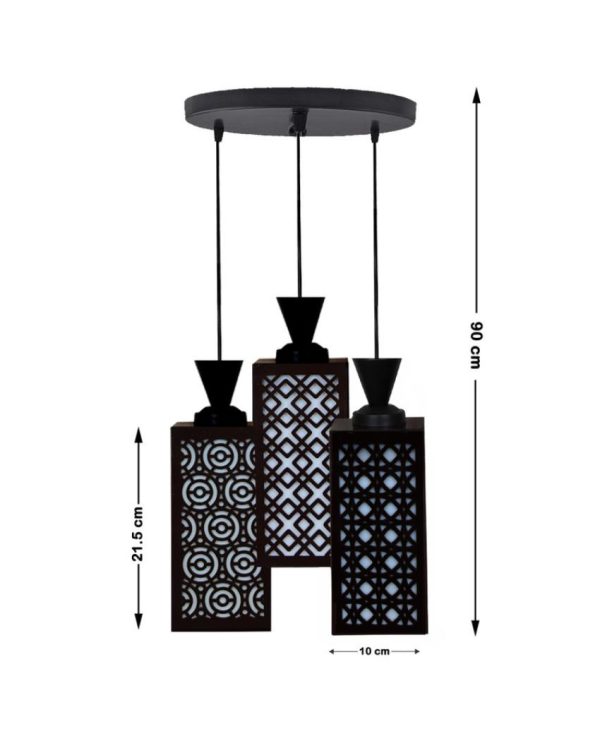 Design 3 Lights Wooden Premium Foyer Ceiling Lamp | 8 x 4 x 35 inches Cheap