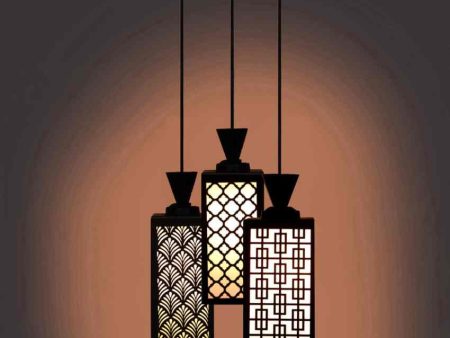 Glamour Wooden 3 Lights Pendant Foyer Ceiling Lamp | 8 x 4 x 35 inches Cheap