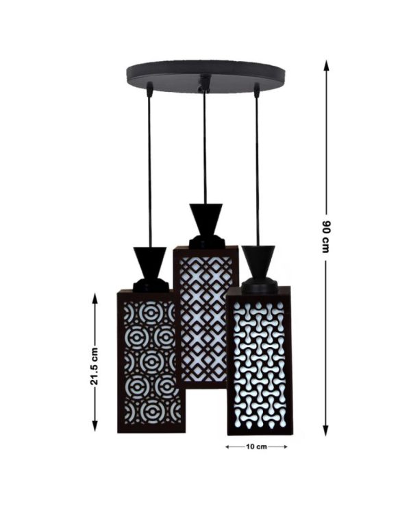 Clásico 3 Lights Wooden Premium Foyer Ceiling Lamp | 8 x 4 x 35 inches For Cheap