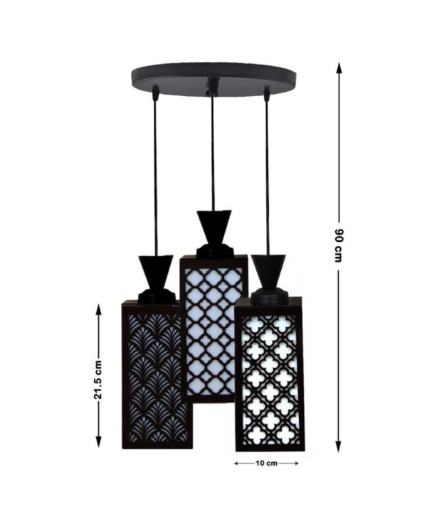 Eleganz Wooden 3 Lights Pendant Foyer Ceiling Lamp | 8 x 4 x 35 inches For Discount