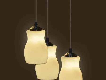 Designer Metal Fitting Three Glass Shade Light Pendant Ceiling Lamp | 12 x 12 x 28 inches For Cheap