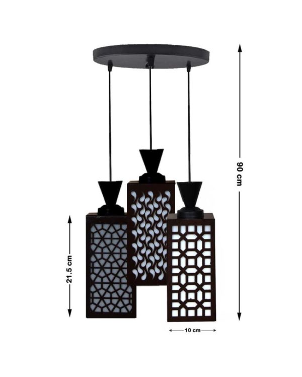 Creative 3 Lights Wooden Pendant Foyer Ceiling Lamp | 8 x 4 x 35 inches For Discount