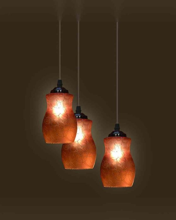 Cozy Metal Fitting Three Glass Shade Light Pendant Ceiling Lamp | 12 x 12 x 28 inches Online Hot Sale