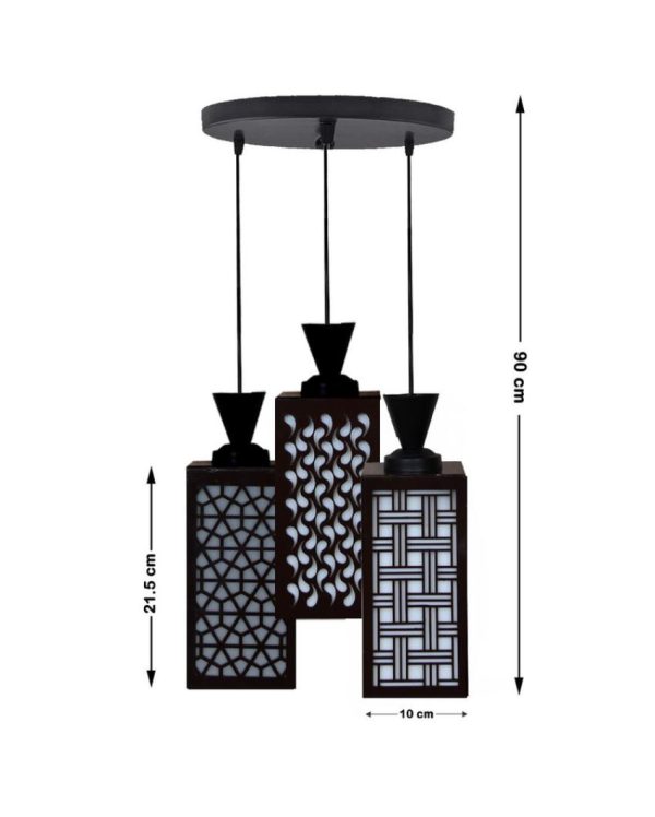 Estético 3 Lights Wooden Pendant Foyer Ceiling Lamp | 8 x 4 x 35 inches Discount