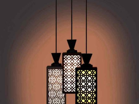 Design 3 Lights Wooden Premium Foyer Ceiling Lamp | 8 x 4 x 35 inches Cheap