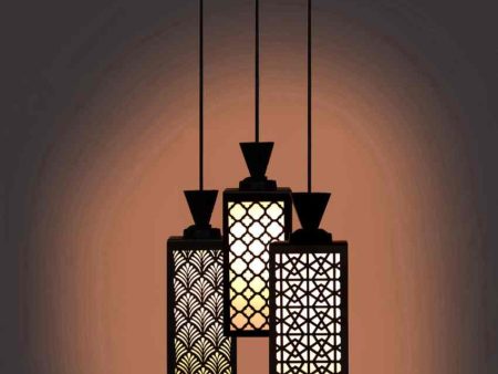 Ambiental Wooden 3 Lights Pendant Foyer Ceiling Lamp | 8 x 4 x 35 inches Discount