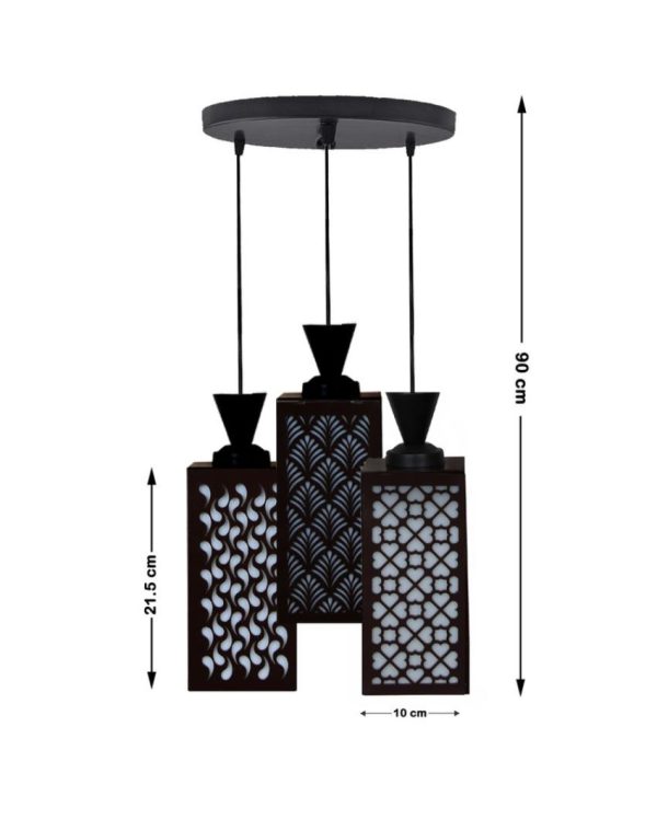 Elegant Wooden 3 Lights Pendant Foyer Ceiling Lamp | 8 x 4 x 35 inches Hot on Sale