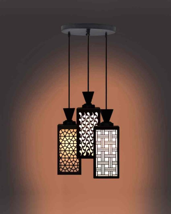 Estético 3 Lights Wooden Pendant Foyer Ceiling Lamp | 8 x 4 x 35 inches Discount