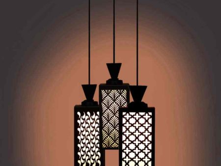 Ambiente Wooden 3 Lights Pendant Foyer Ceiling Lamp | 8 x 4 x 35 inches Cheap